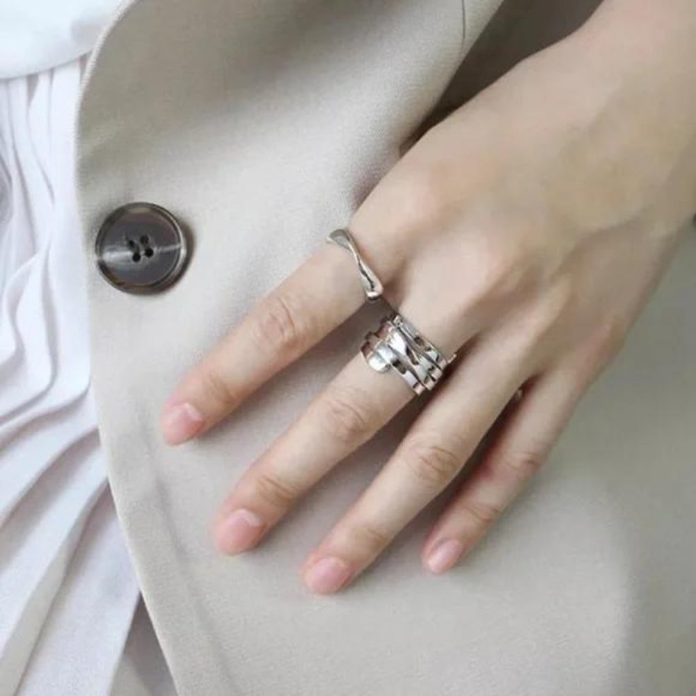 NEW 925 STERLING SILVER ADJUSTABLE MULTILAYER RING, BEAUTIFUL RING, SHINY RING. - Picture 3 of 4
